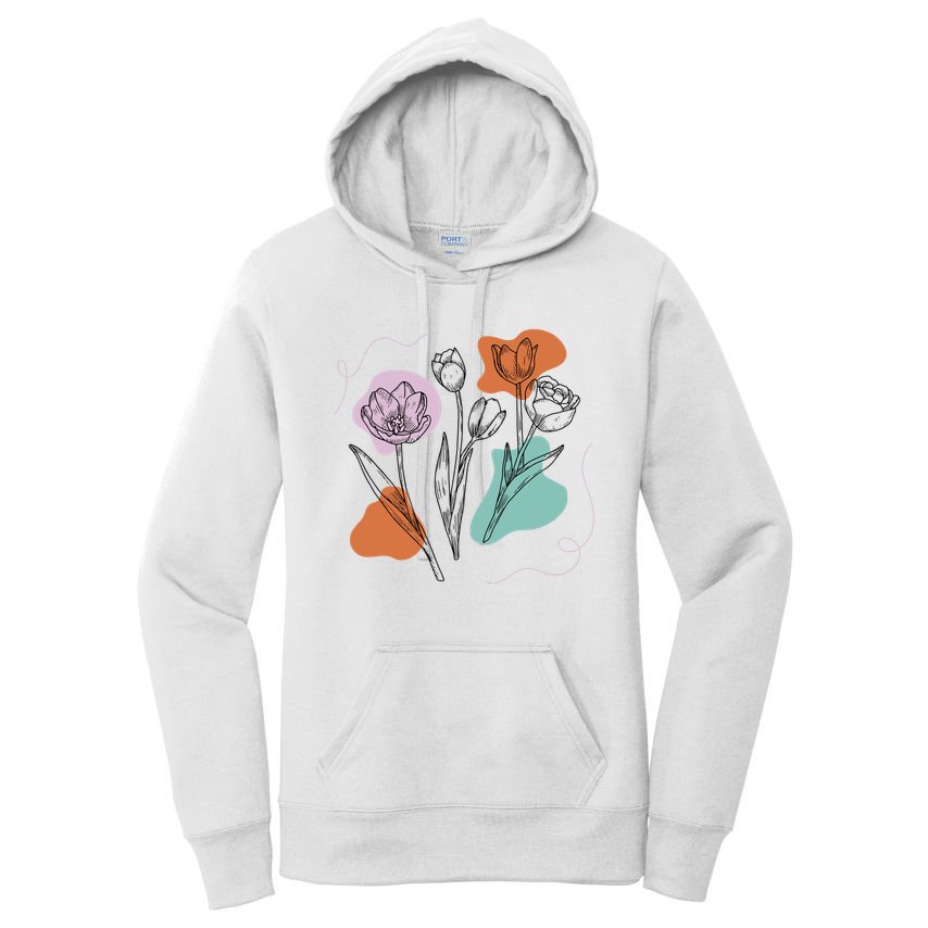 Tulip Floral Drawing Women's Pullover Hoodie