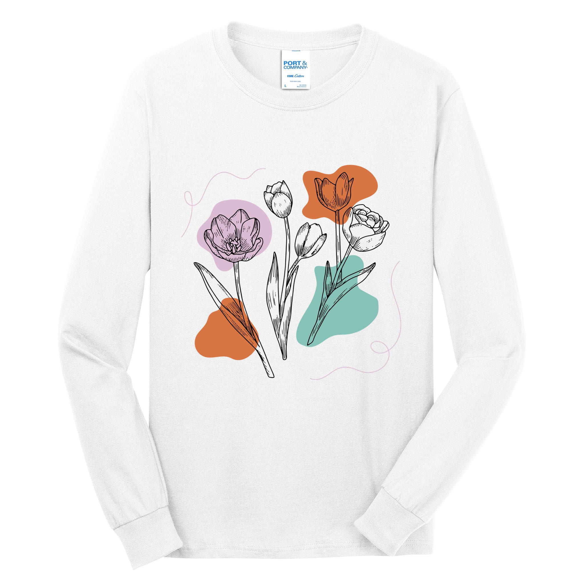 Tulip Floral Drawing Tall Long Sleeve T-Shirt