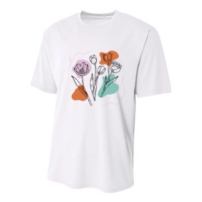 Tulip Floral Drawing Youth Performance Sprint T-Shirt