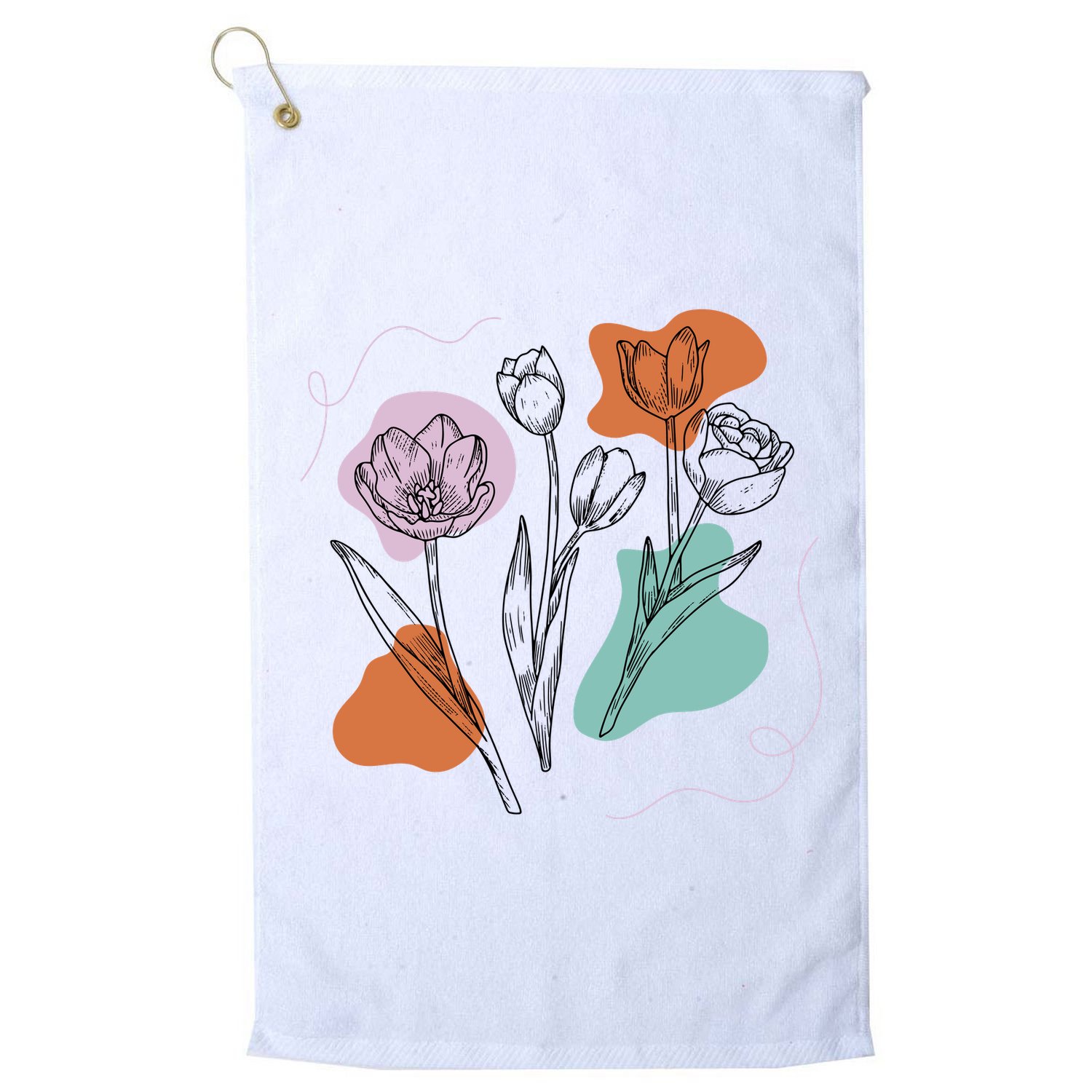 Tulip Floral Drawing Golf Towel