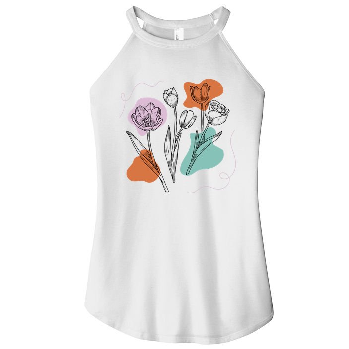 Tulip Floral Drawing Women's Perfect Tri Rocker Tank