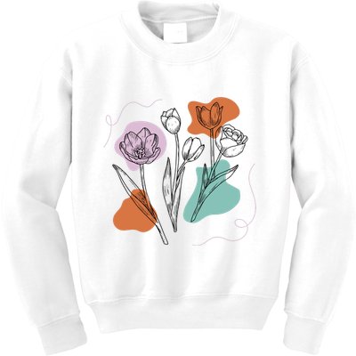 Tulip Floral Drawing Kids Sweatshirt