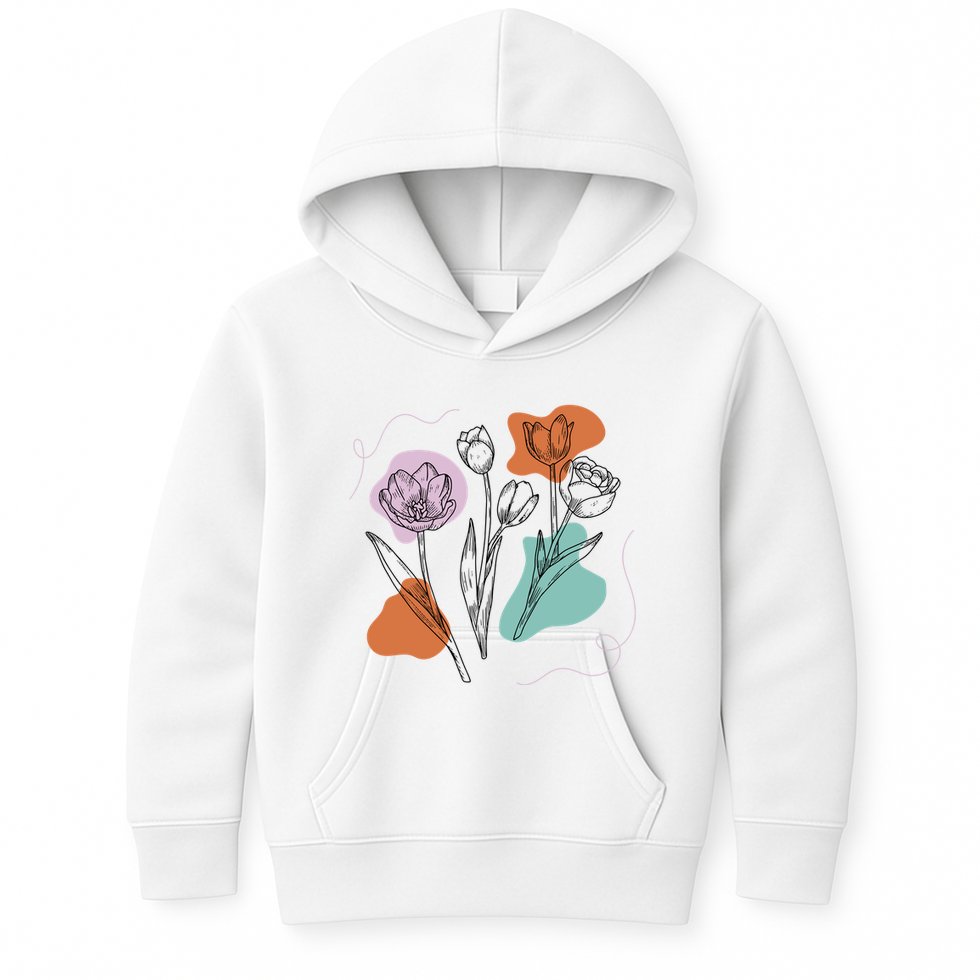 Tulip Floral Drawing Kids Hoodie