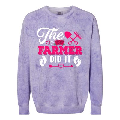 The Farmer Did It Funny Pregnancy Announcement Flowers Colorblast Crewneck Sweatshirt