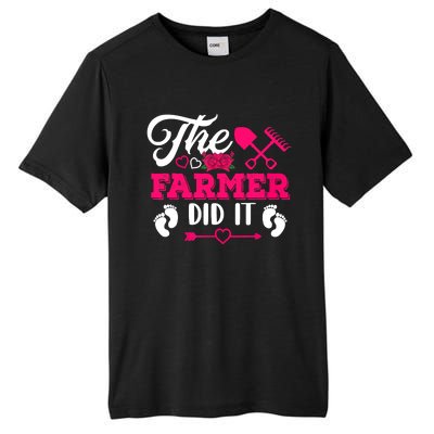 The Farmer Did It Funny Pregnancy Announcement Flowers Tall Fusion ChromaSoft Performance T-Shirt