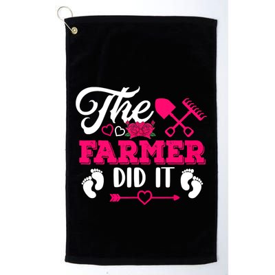 The Farmer Did It Funny Pregnancy Announcement Flowers Golf Towel