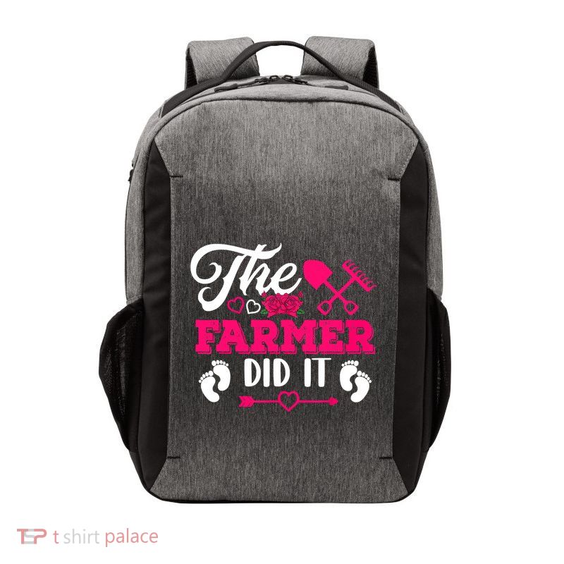 The Farmer Did It Funny Pregnancy Announcement Flowers Vector Backpack