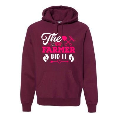 The Farmer Did It Funny Pregnancy Announcement Flowers Premium Hoodie