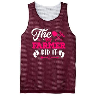 The Farmer Did It Funny Pregnancy Announcement Flowers Mesh Reversible Basketball Jersey Tank