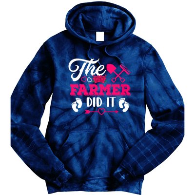 The Farmer Did It Funny Pregnancy Announcement Flowers Tie Dye Hoodie