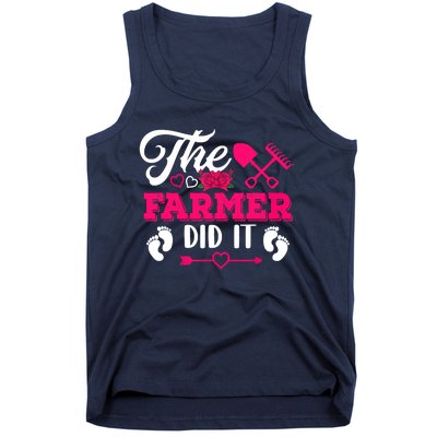 The Farmer Did It Funny Pregnancy Announcement Flowers Tank Top