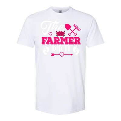 The Farmer Did It Funny Pregnancy Announcement Flowers Softstyle CVC T-Shirt