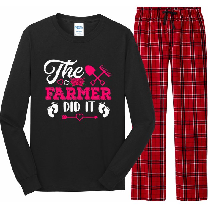 The Farmer Did It Funny Pregnancy Announcement Flowers Long Sleeve Pajama Set