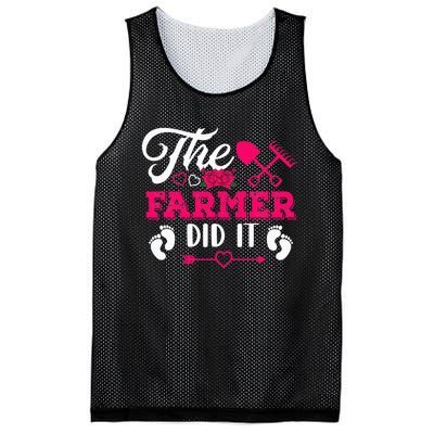 The Farmer Did It Funny Pregnancy Announcement Flowers Mesh Reversible Basketball Jersey Tank