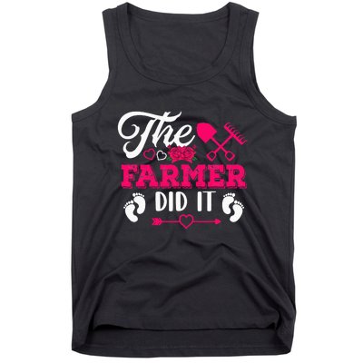 The Farmer Did It Funny Pregnancy Announcement Flowers Tank Top