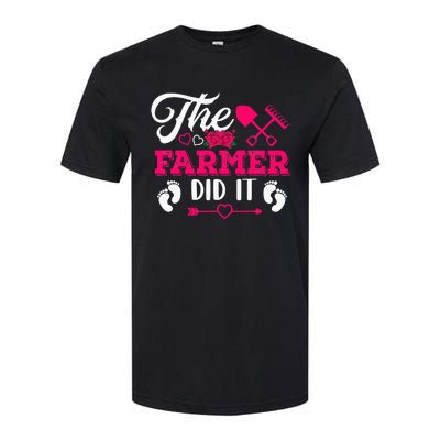 The Farmer Did It Funny Pregnancy Announcement Flowers Softstyle CVC T-Shirt