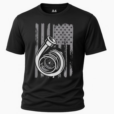 Turbocharger Flag Designs By A Car Mechanic Us Flag Tuner Car Guy Car Enthusiast Racing Drifting T S Cooling Performance Crew T-Shirt