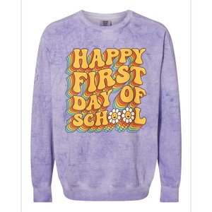 Teacher First Day School Back to School Pre-K Kindergarten V-Neck Colorblast Crewneck Sweatshirt