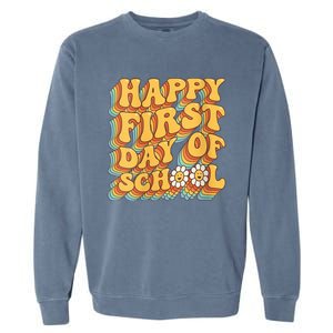 Teacher First Day School Back to School Pre-K Kindergarten V-Neck Garment-Dyed Sweatshirt