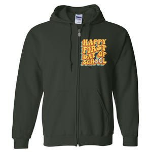 Teacher First Day School Back to School Pre-K Kindergarten V-Neck Full Zip Hoodie