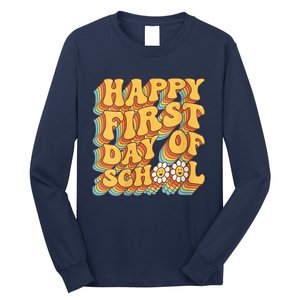 Teacher First Day School Back to School Pre-K Kindergarten V-Neck Long Sleeve Shirt