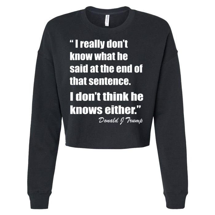 Trump Funny Dont Know What He Said At The End Of That Sentence Cropped Pullover Crew