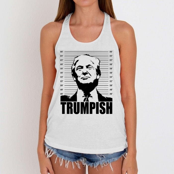 Trumpish Funny Donald Trump Mugshot Women's Knotted Racerback Tank