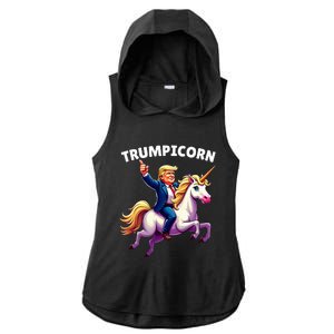 Trumpicorn Funny Donald Trump Unicorn President Halloween Ladies PosiCharge Tri-Blend Wicking Draft Hoodie Tank