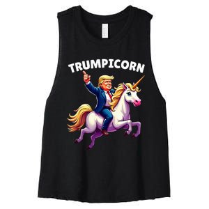 Trumpicorn Funny Donald Trump Unicorn President Halloween Women's Racerback Cropped Tank