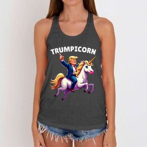 Trumpicorn Funny Donald Trump Unicorn President Halloween Women's Knotted Racerback Tank