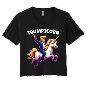 Trumpicorn Funny Donald Trump Unicorn President Halloween Women's Crop Top Tee