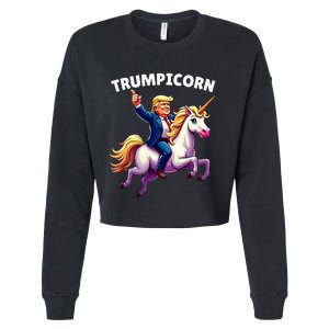 Trumpicorn Funny Donald Trump Unicorn President Halloween Cropped Pullover Crew