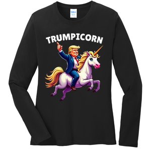 Trumpicorn Funny Donald Trump Unicorn President Halloween Ladies Long Sleeve Shirt