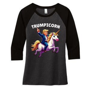 Trumpicorn Funny Donald Trump Unicorn President Halloween Women's Tri-Blend 3/4-Sleeve Raglan Shirt