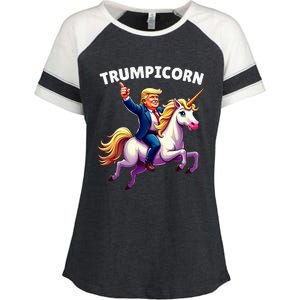 Trumpicorn Funny Donald Trump Unicorn President Halloween Enza Ladies Jersey Colorblock Tee