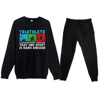 Triathlete Funny Definition Triathlon Premium Crewneck Sweatsuit Set