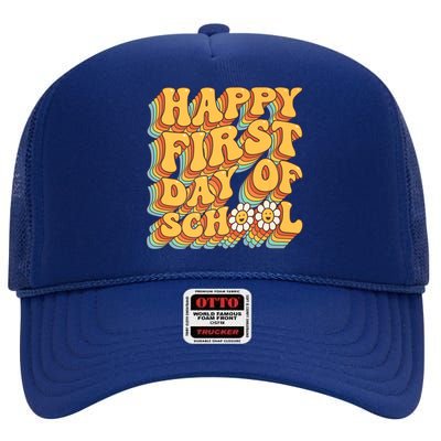 Teacher First Day School Back To School PreK Kindergarten High Crown Mesh Back Trucker Hat