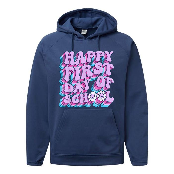 Teacher First Day School Back To School PreK Kindergarten Performance Fleece Hoodie