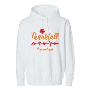 Thanksgiving Fall Dermatologist Heartbeat Thankful Doctor Cute Gift Garment-Dyed Fleece Hoodie