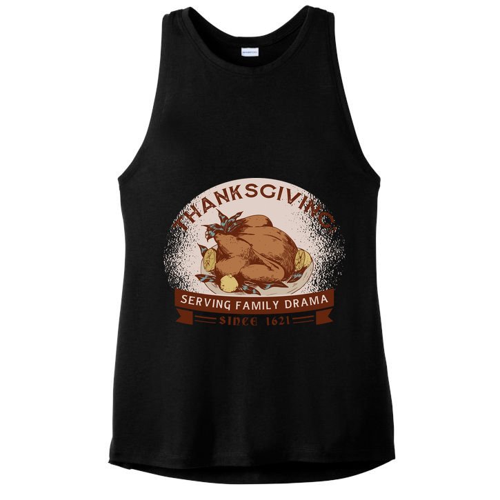 Thanksgiving Family Drama Funny Ladies PosiCharge Tri-Blend Wicking Tank