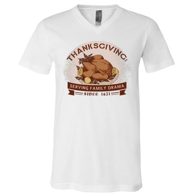 Thanksgiving Family Drama Funny V-Neck T-Shirt