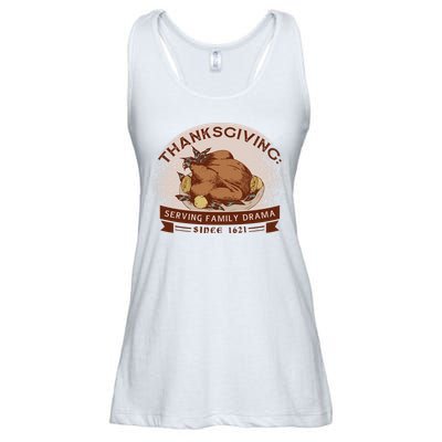 Thanksgiving Family Drama Funny Ladies Essential Flowy Tank