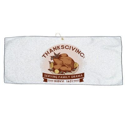 Thanksgiving Family Drama Funny Large Microfiber Waffle Golf Towel