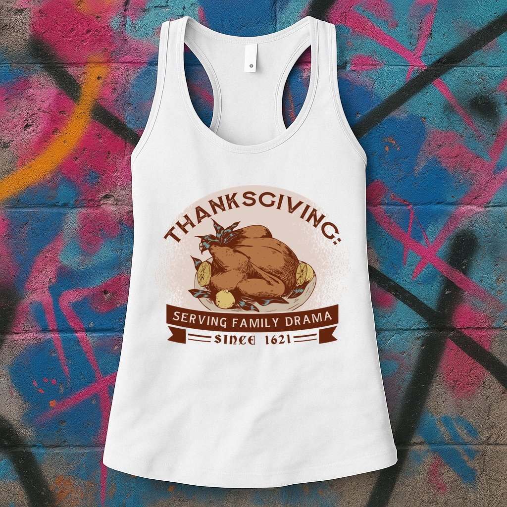 Thanksgiving Family Drama Funny Womens Tank Top