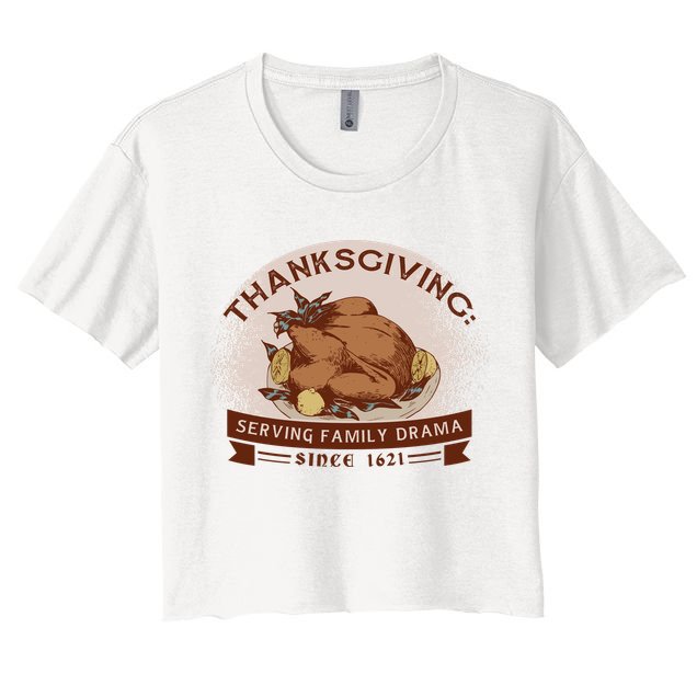 Thanksgiving Family Drama Funny Crop Top