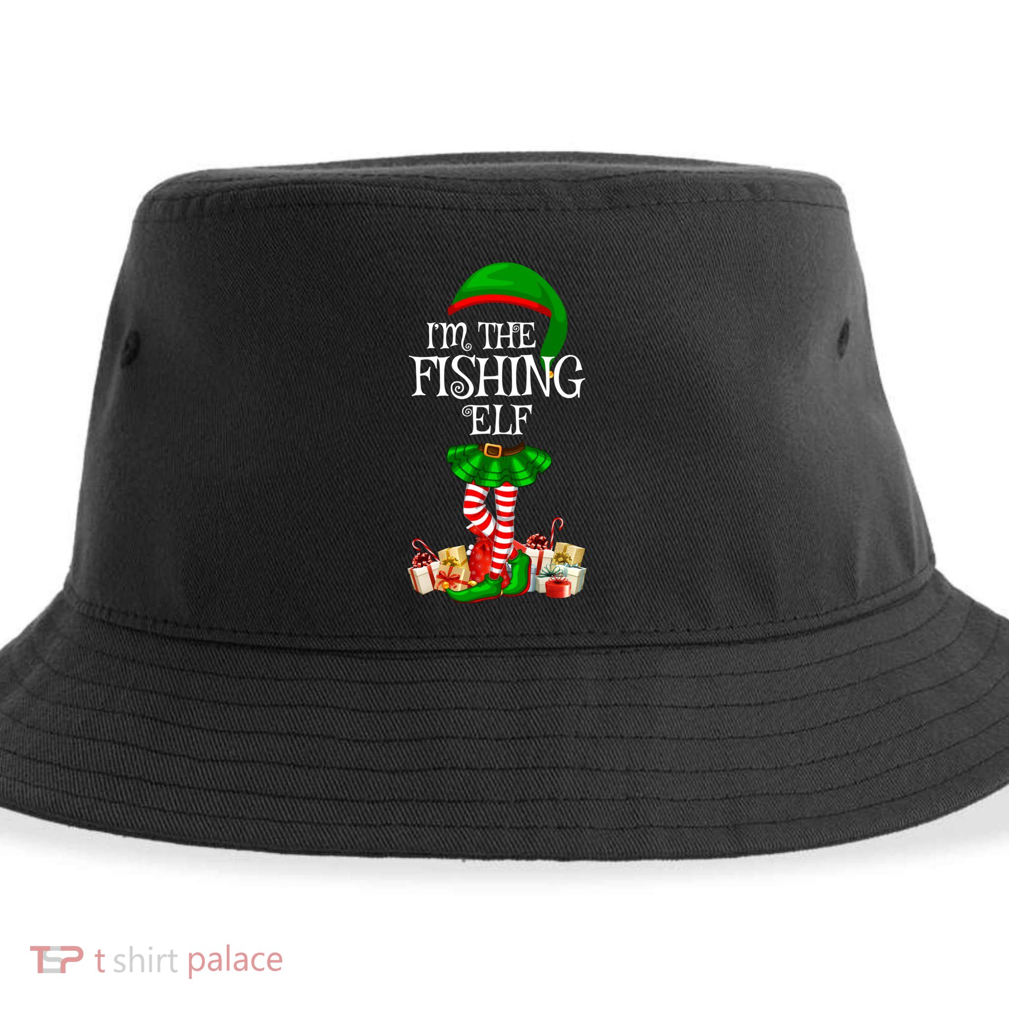The Fishing Elf Christmas Matching Family Elf Xmas Gift Sustainable Bucket Hat