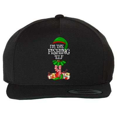 The Fishing Elf Christmas Matching Family Elf Xmas Gift Wool Snapback Cap