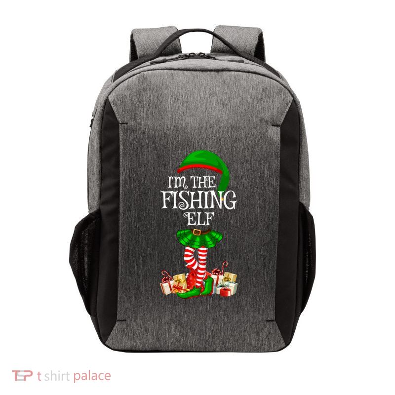 The Fishing Elf Christmas Matching Family Elf Xmas Gift Vector Backpack