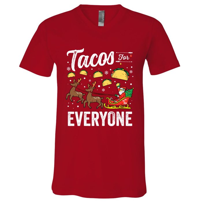 Tacos For Everyone Christmas Taco Funny Xmas Santa V-Neck T-Shirt