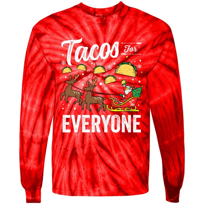 Tacos For Everyone Christmas Taco Funny Xmas Santa Tie-Dye Long Sleeve Shirt